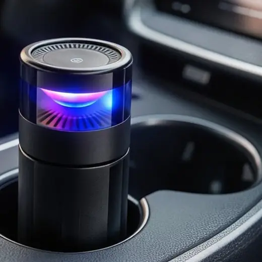 Difusor aromatizador ZeliQ con luz RGB en el portavasos del auto